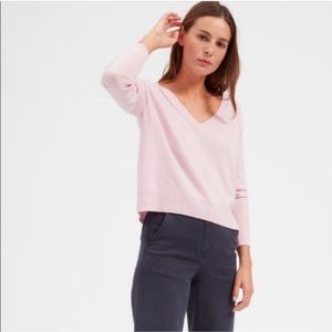 EVERLANE V NECK PINK CASHMERE SWEATER SIZE MEDIUM
